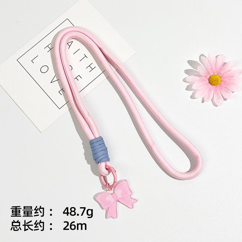Ins Sliding Cover Card Holder Student Campus Card Holder Lanyard Anti Loss ID Holder Cards Case Bus Card Sleeve with Bow Pandent