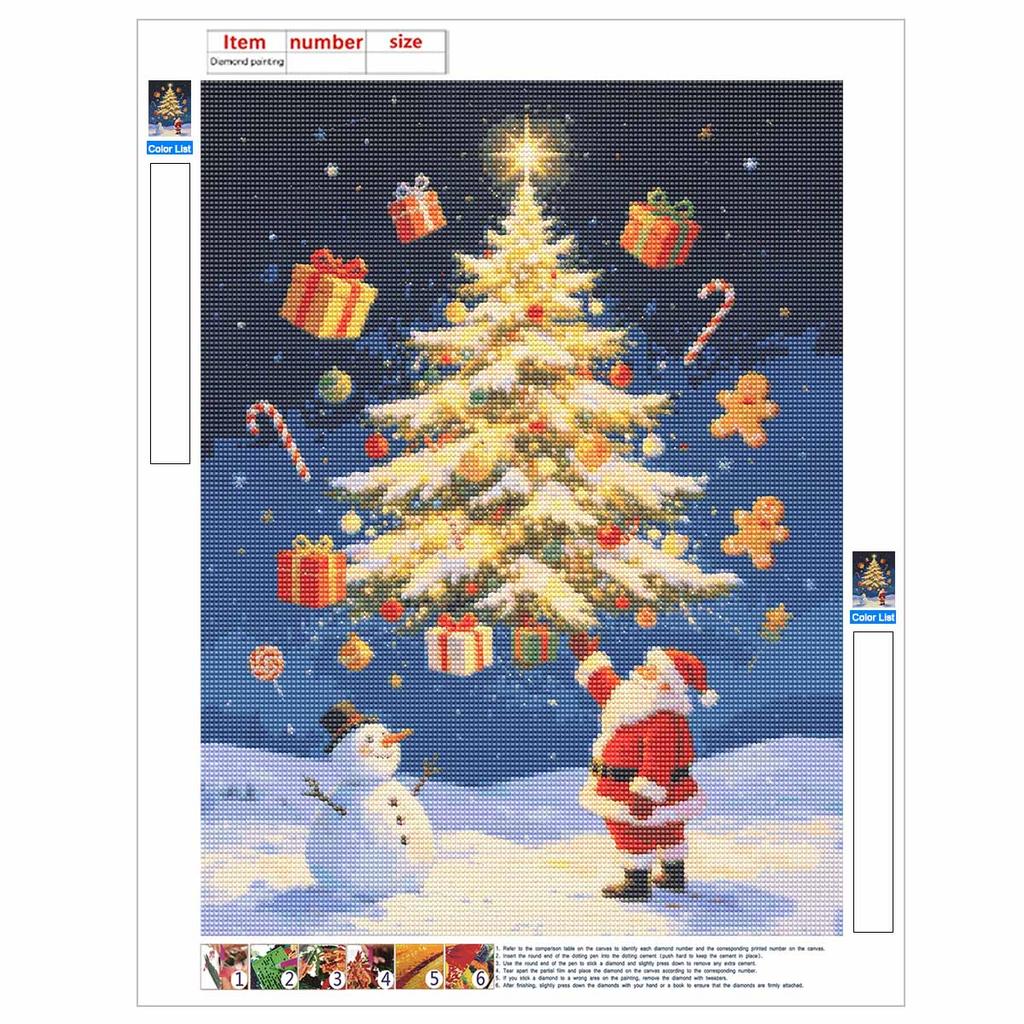 DIY 5D Diamond Painting Kit Christmas Tree Santa Full Drill Rhinestone Art Canvas Relaxing Creative Craft for Home Wall Decor Gift