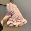 Soft Plush Thickened Gloves  Satin Windproof Gloves Gift Bow Anti-cold Mittens  Daily