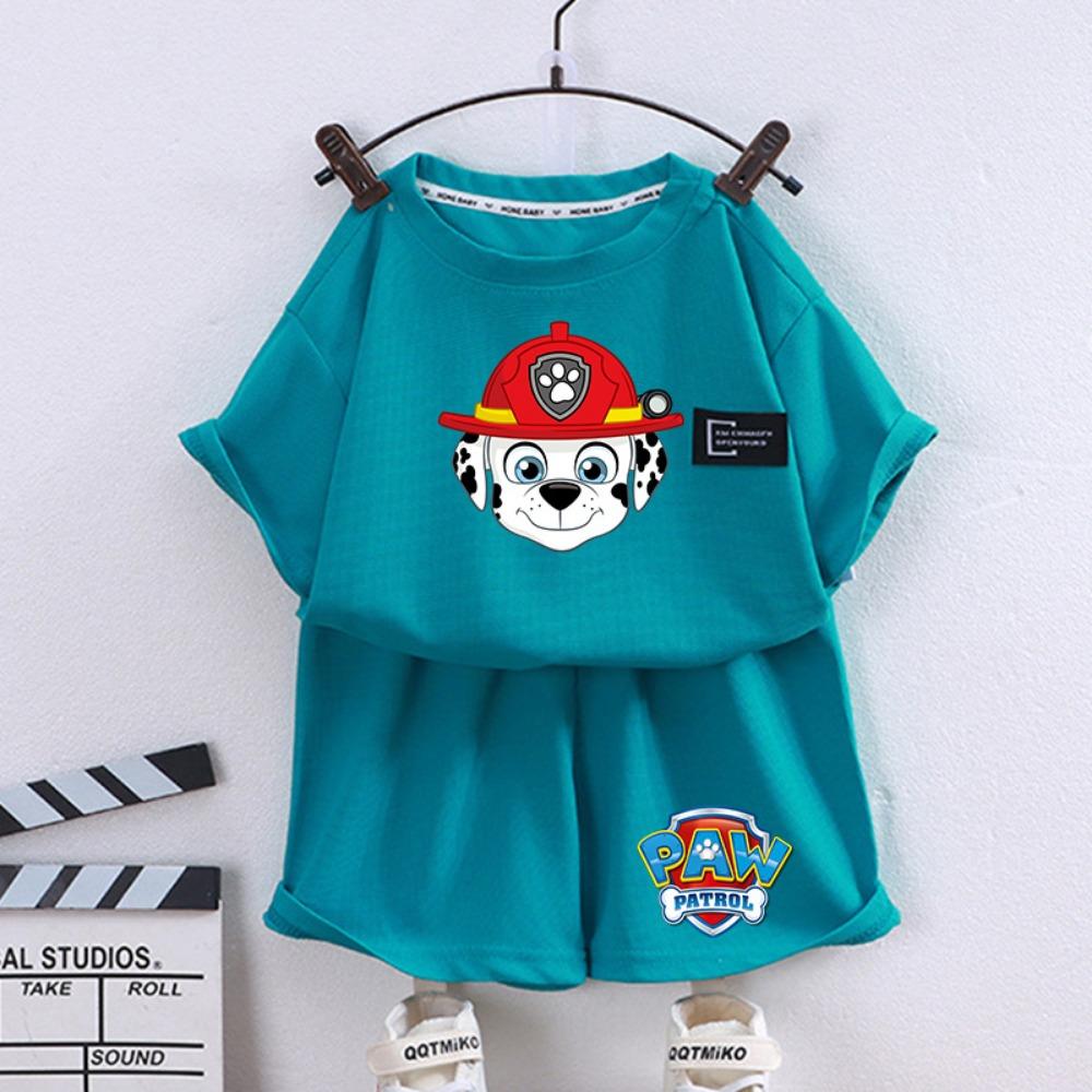 Paw Patrols Series Shorts Set Summer Cartoon Short Sleeve  for Boy Casual Tracksuit Birthday Gifts