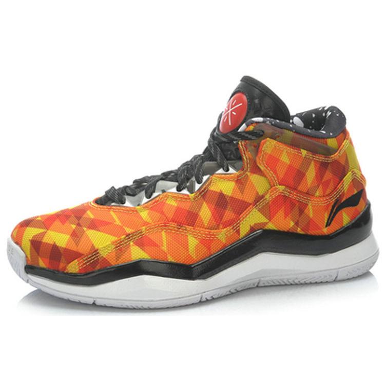 Li Ning WOW 3 Trendy Slip Resistant Lightweight Non slip Lightweight Mid top Basketball Shoes Men's Orange Yellow ABAJ013-26