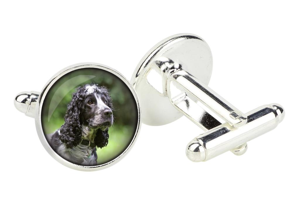 Amerikanischer Cocker Spaniel, Fröhlicher Cocker - Manschettenknöpfe in einer Schachtel, handgefertigter Schmuck, Produkt der Marke Art-Dog