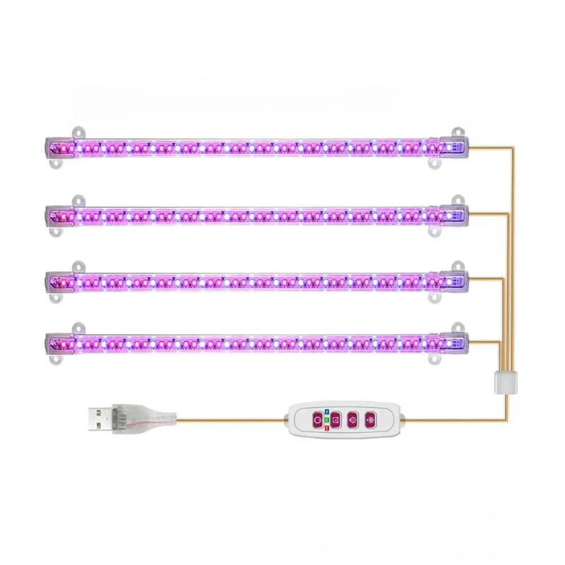 

1 шт., красная синяя светодиодная лампа для выращивания растений, трубчатая, USB, полный спектр, фитолампа, регулируемый таймер, лампа для рассады, овощей и цветов