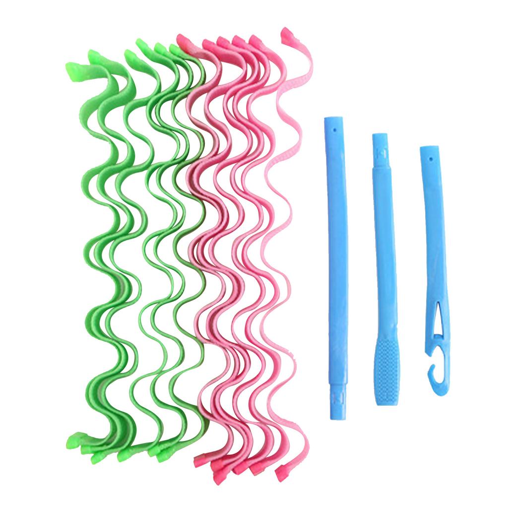 Spiral Curls Styling Kit DIY Plastic Hair Spiral Curl Styling Roller for Women Girls Extra Long Hair45cm 17.7in (12pcs)