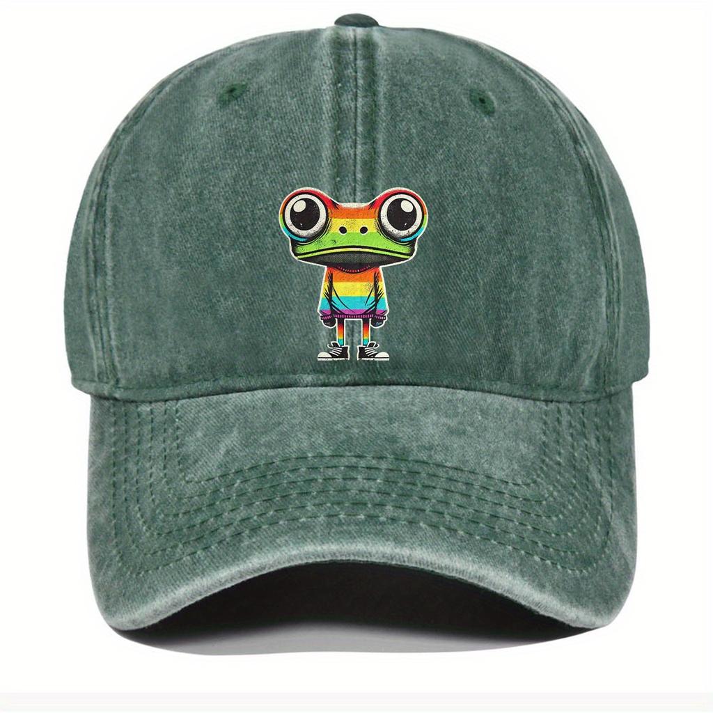 Unisex Frog In Sweater Baseball Cap Cotton Fits Men Women Washed Denim Adjustable Lightweight Dad Cap