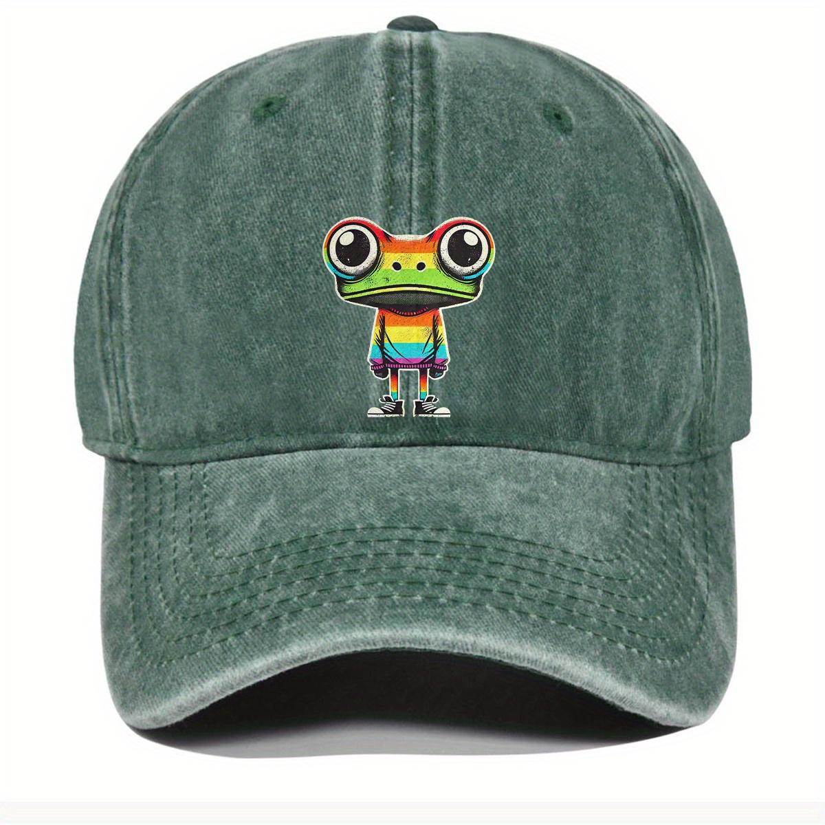 Unisex Frog in sweater Baseball Cap Cotton Fits Men Women Washed Denim Adjustable Lightweight Dad Cap Adjustable