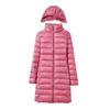 Women Plus Size Winter Down Coat Slim Fit Mid Length Hooded Windproof Warm Padded Long Sleeves Solid Color Zipper Closure