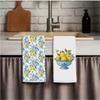 Italian Mediterranean Lemons Kitchen Towels, Capri Amalfi Coast Lemon Party Decorative Dish Tea Hand Towels for Kitchen Bathroom Decor,16x24 Inch Set