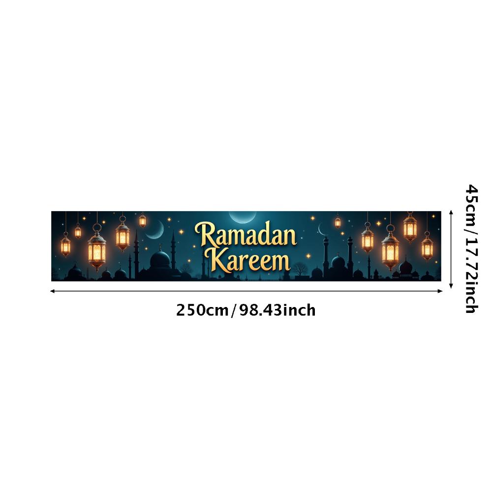 Ramadan Kareem Banner Mosque Lanterns Festive Welcome Backdrop Ramadan Mubarak Party Home Decor Photography Props Background
