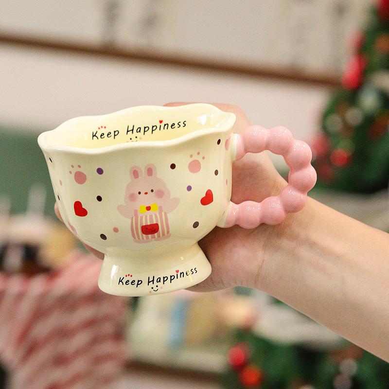 Puppy Mug with Spoon Goblet Office Cup Coffee Breakfast Cup High Value Ceramic Water Cup