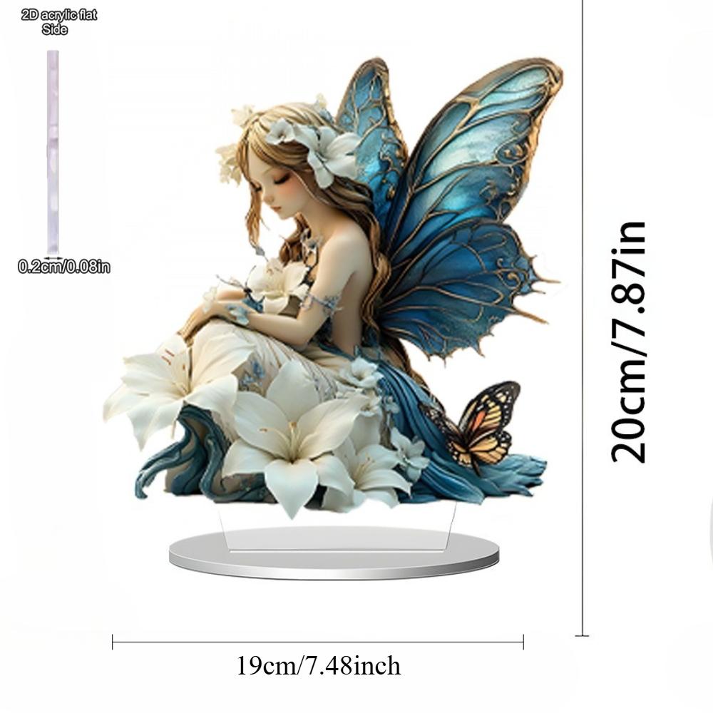 2D Flat Acrylic Purple Dragon Butterfly Girl Decoration, Indoor and Outdoor Decoration - No Battery/electricity Required, Free Day Decoration, S