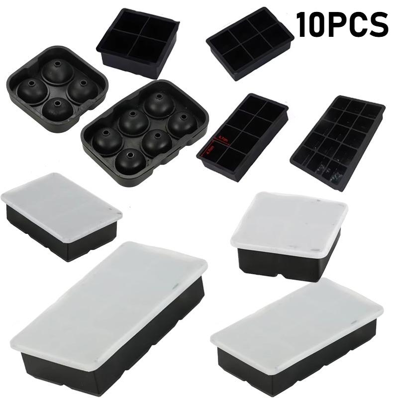 1/10PCS 4/6/8/15 Large Compartment Silicone Ice Cube Mold with Ice Ball Maker DIY Ice Tray for Home Kitchen Bar Freezer Tool