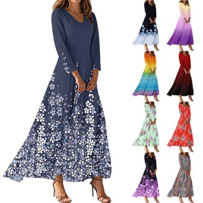 Rochii Pentru Femei Rochie Midi cu Talie Tunică cu Flori Vintage Rochie Casual de Vară cu Mâneci 3/4
