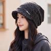 Variegated stacking hat women's short brim pleated baotou hat plain face covering postpartum confinement hat versatile cold hat