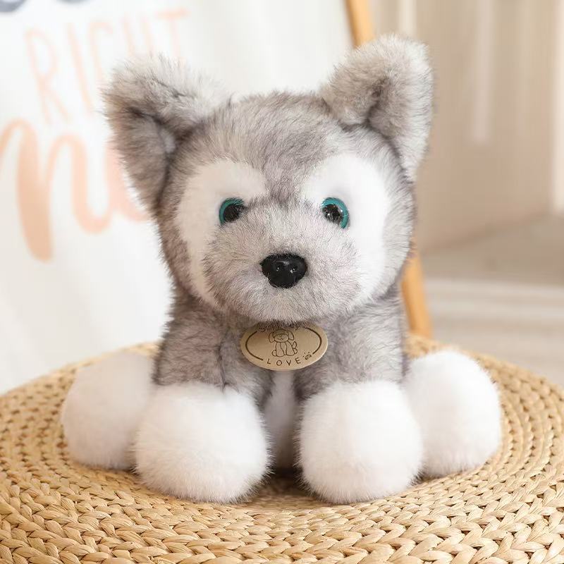 Nuovi Morbidi Peluche Seduti di Piccoli Cani Lupo Bambole Cucciolo Husky Morbide e Soffici Compagni Adorabili Animali Domestici Regalo di Compleanno per Bambini