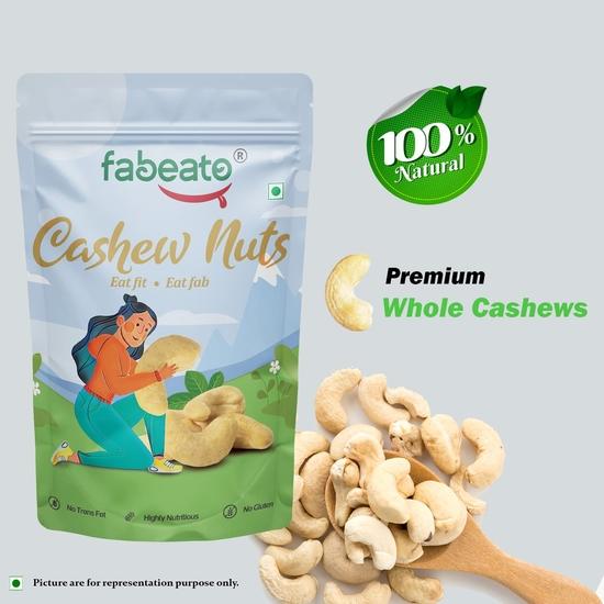 Fabeato 100% natürliche Cashewnüsse: Knusprige, rohe Cashewkerne (200 g) | Glutenfreies, pflanzliches Protein
