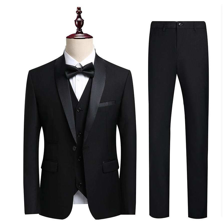 Men's Business Casual Suit Suit Men's Wedding Groom Dress Slim Suit Men