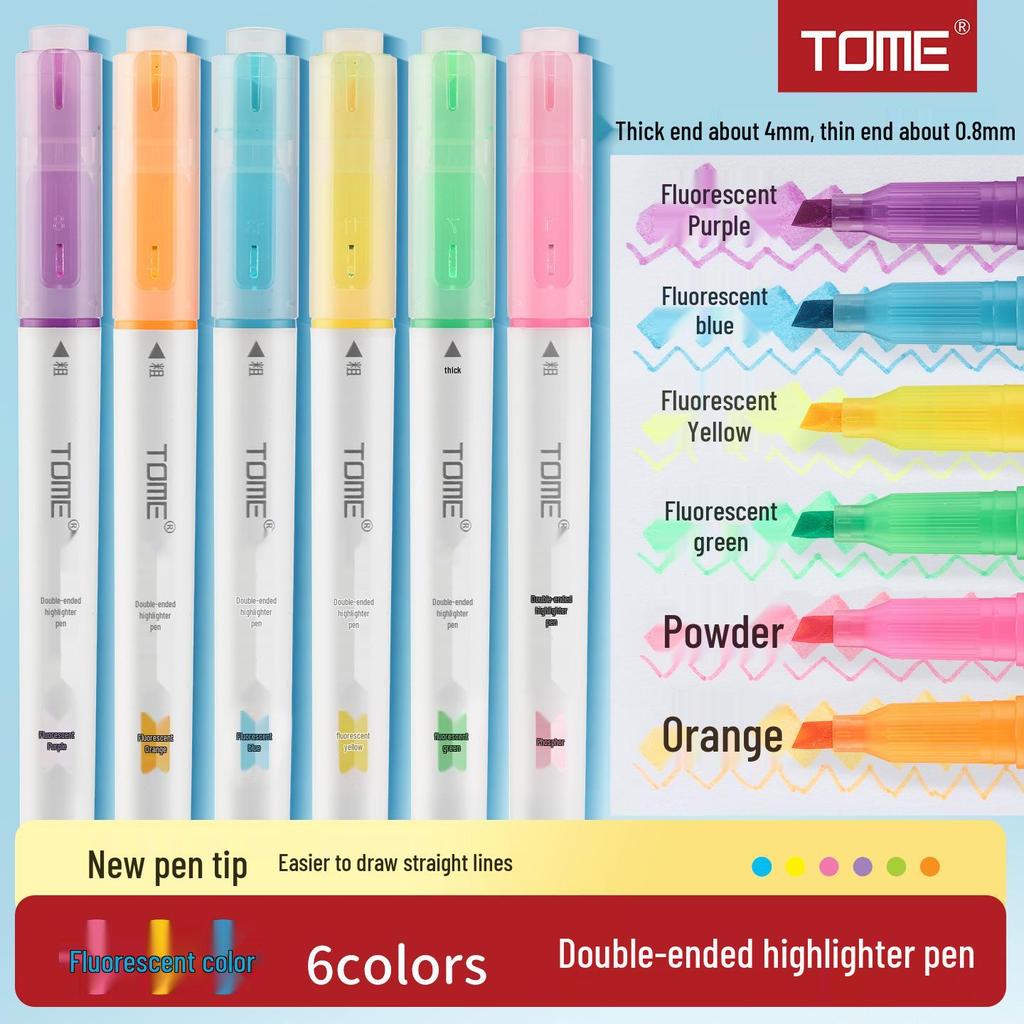 TOME Dual-Head Fluorescent Highlighters for Colorful Planning and Decoration