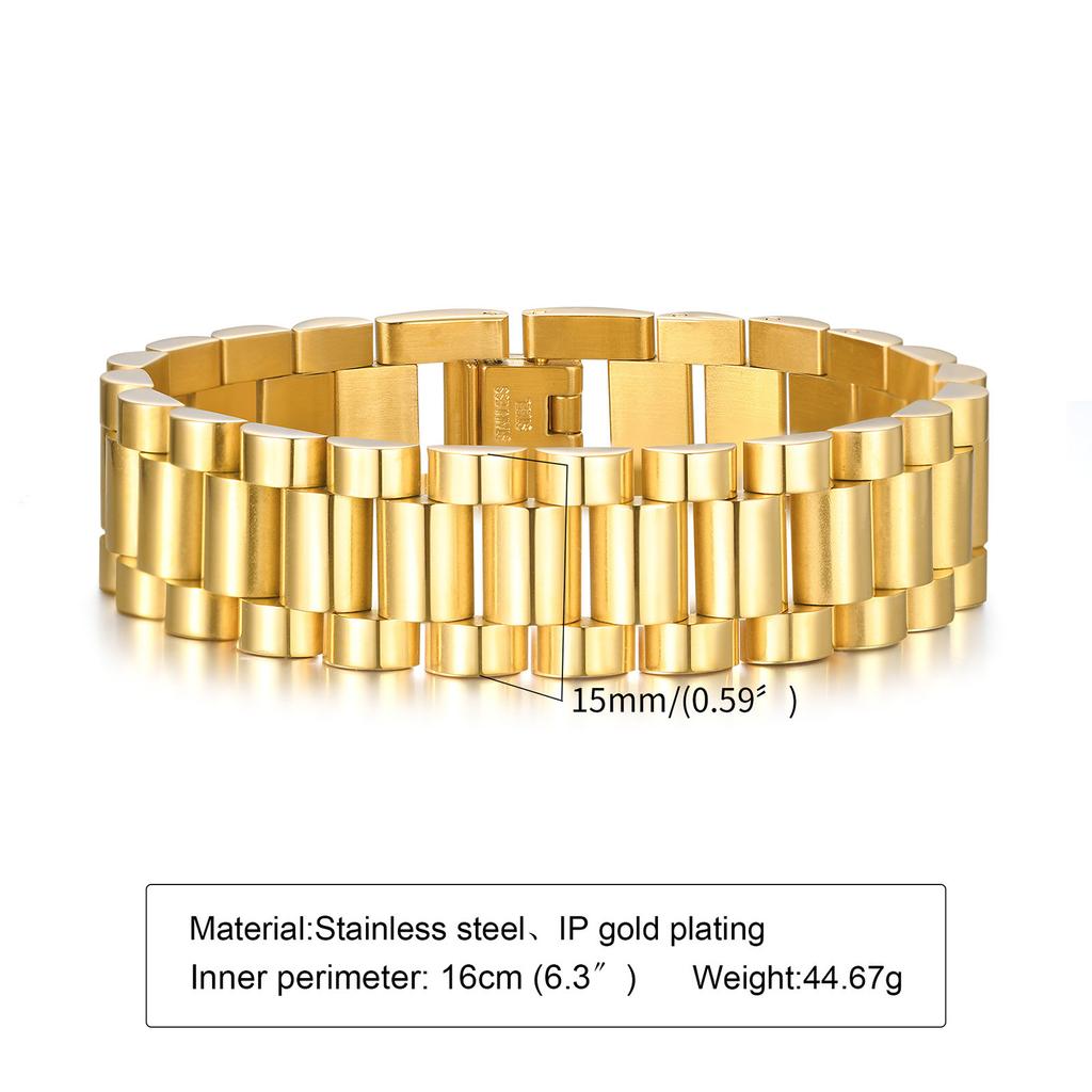 Vnox Stainless Steel Classic Watchband Bracelet For Women Men,Watch Straps Width Link Chain Bracelet Bangle,Unisex Hand Jewelry