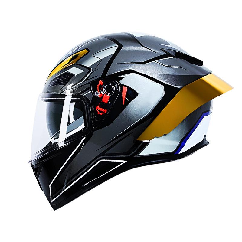 3C Certified Men's Carbon Fiber Full-Face Motorcycle Helmet, Double Lens, All-Season