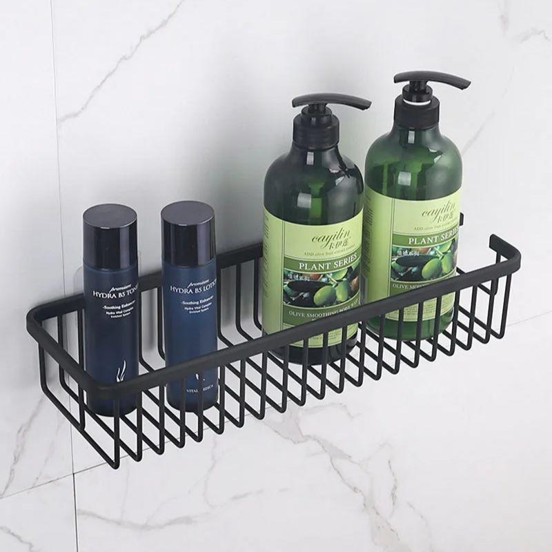 Aluminum Bathroom Storage Basket White/Black Free Nail Toilet Shower Storage Shelf Wall Hanging Bathroom Shelf