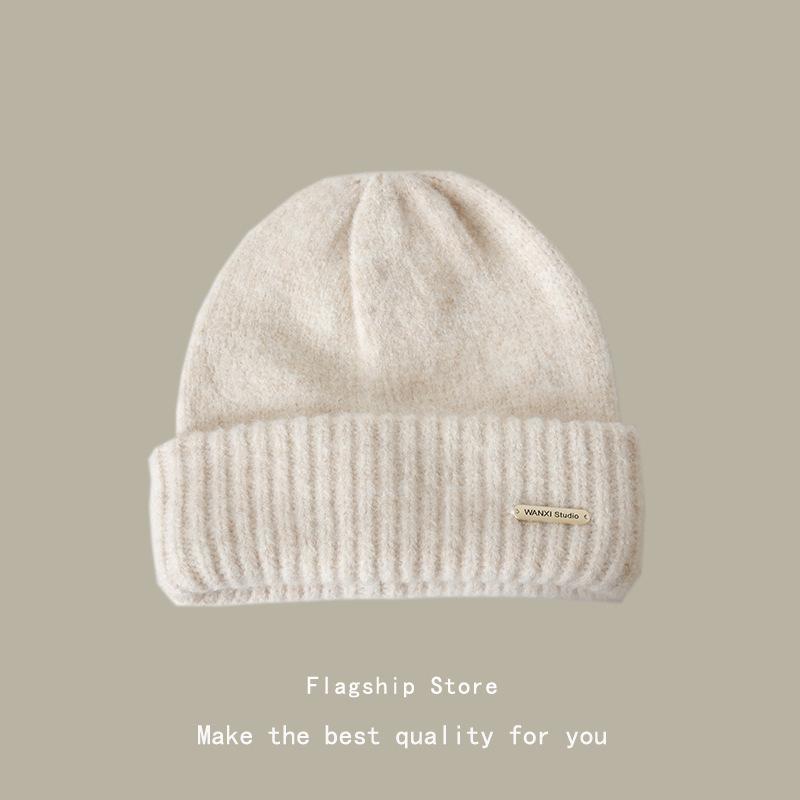 

Big head circumference wool hat women s autumn and winter wool blended cold hat trendy versatile gray loose warm knitted hat men M（56-58cm）