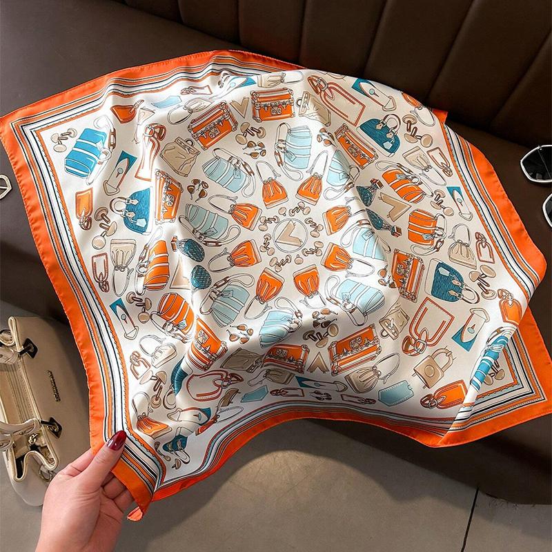 New Fashion of Luxury Silk Scarf Bandana Women's Hair Bands Square  Neck Tie Sweat 70cm