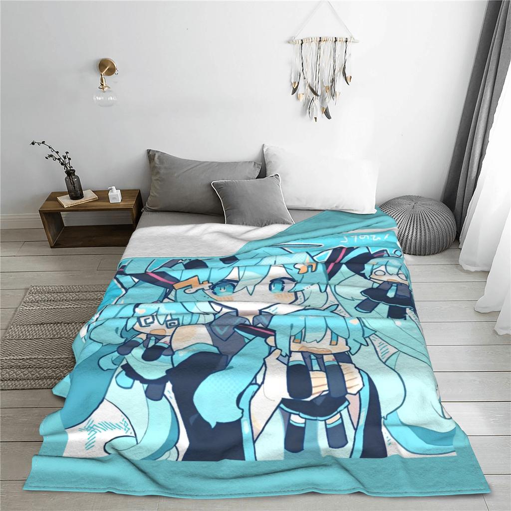 Hatsune Miku Flanelová deka Japonské anime Úžasná přehozová deka pro domov Hotelová pohovka 200x150cm Přehozy