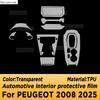 For PEUGEOT 2008 2025 Center Console Gear Panel Screen TPU Car Interior Protective Film Anti-Scratch Repair Sticker