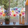 1pc Colorful Floral Bouquet Window Sticker, Plastic Flower Garden Decal For Living Room Bedroom, Home Wall Trim Decor