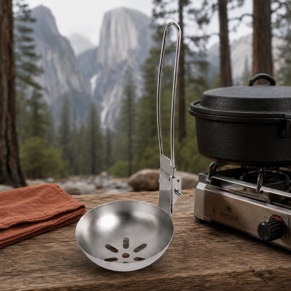 Long Handle Slotted Spoon Collapsible Serving Utensil Long Handle Soup Ladle  Outdoor Camping