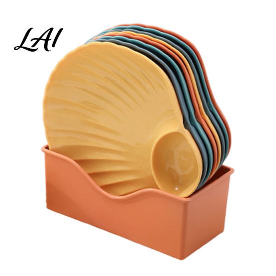 Shell Plate with Dipping Compartment Shaped Chips And Dip Plates Built-in Sauce Compartment Reusable Plastic Serving Dishes Small Fruit Platters for
