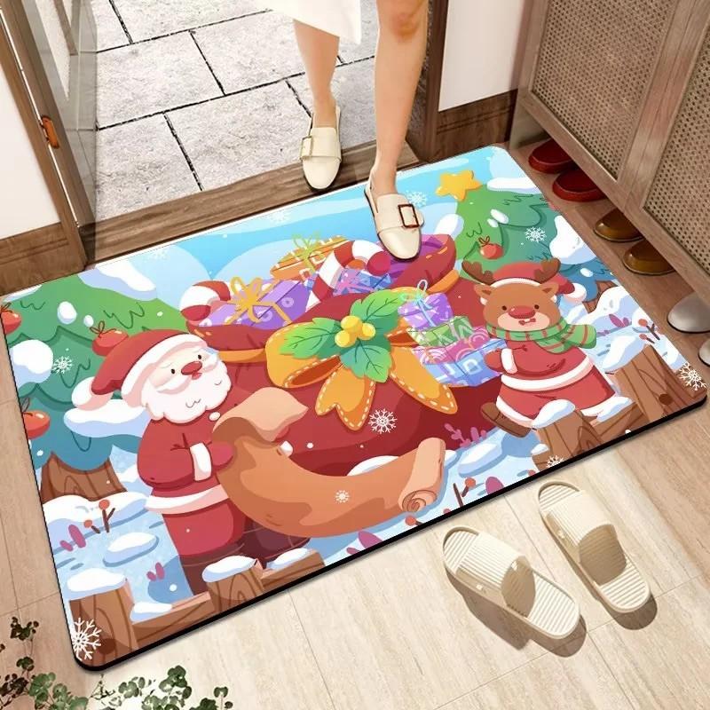 Christmas Door Mat Entry Door Mat Home Festive Cartoon Mat Non-Slip