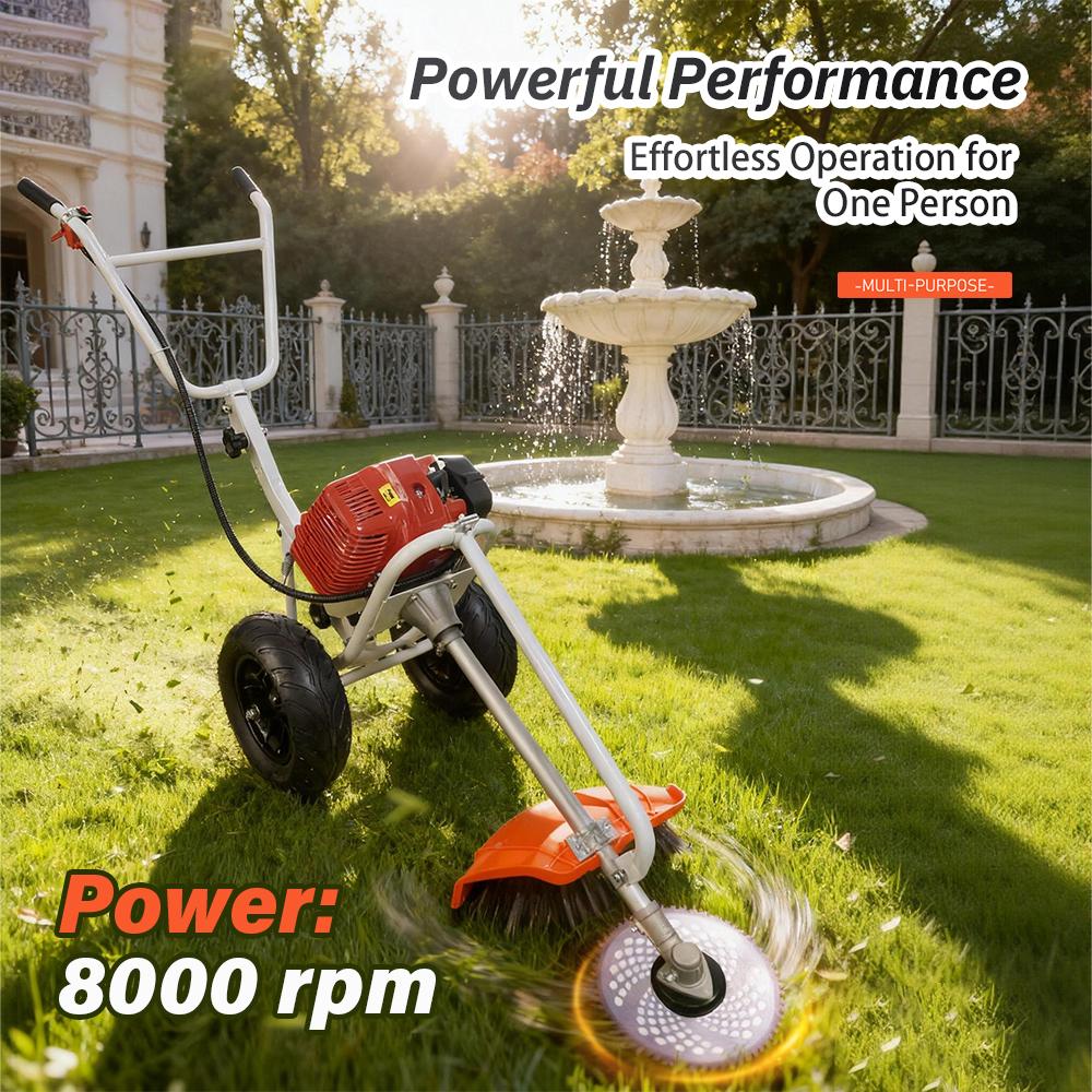 Hand-pushed 2-Stroke Grass Cutter Gas-powered Lawn Trimmer Wheeled Lawn Mower Push-type Lawn Cutter Gas Lawn Edger