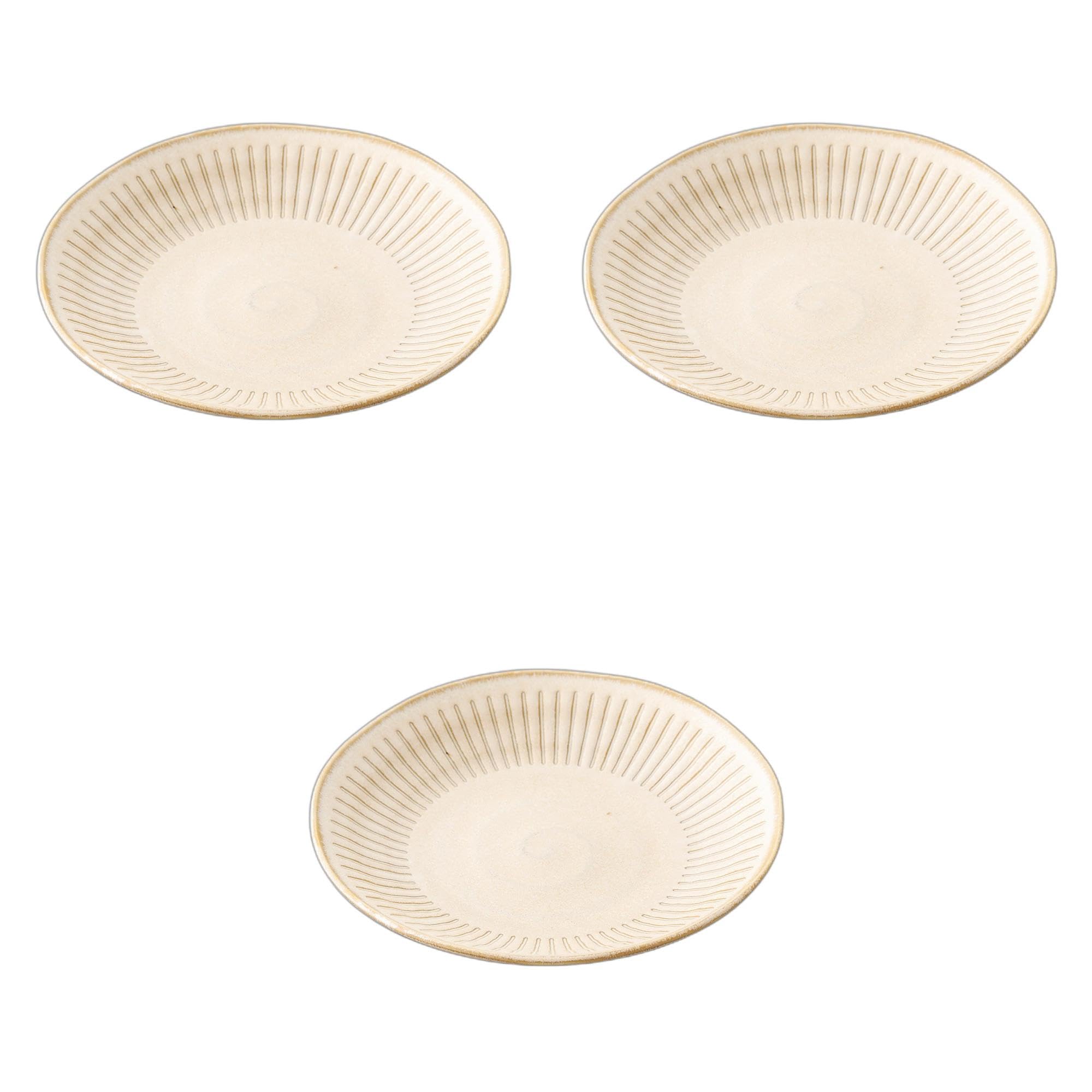 

Set of 3 White Tokusa Plates x Medium Ceramic Setomonohonpo 7.0 [23 3.5cm] Plates, Lightweight,