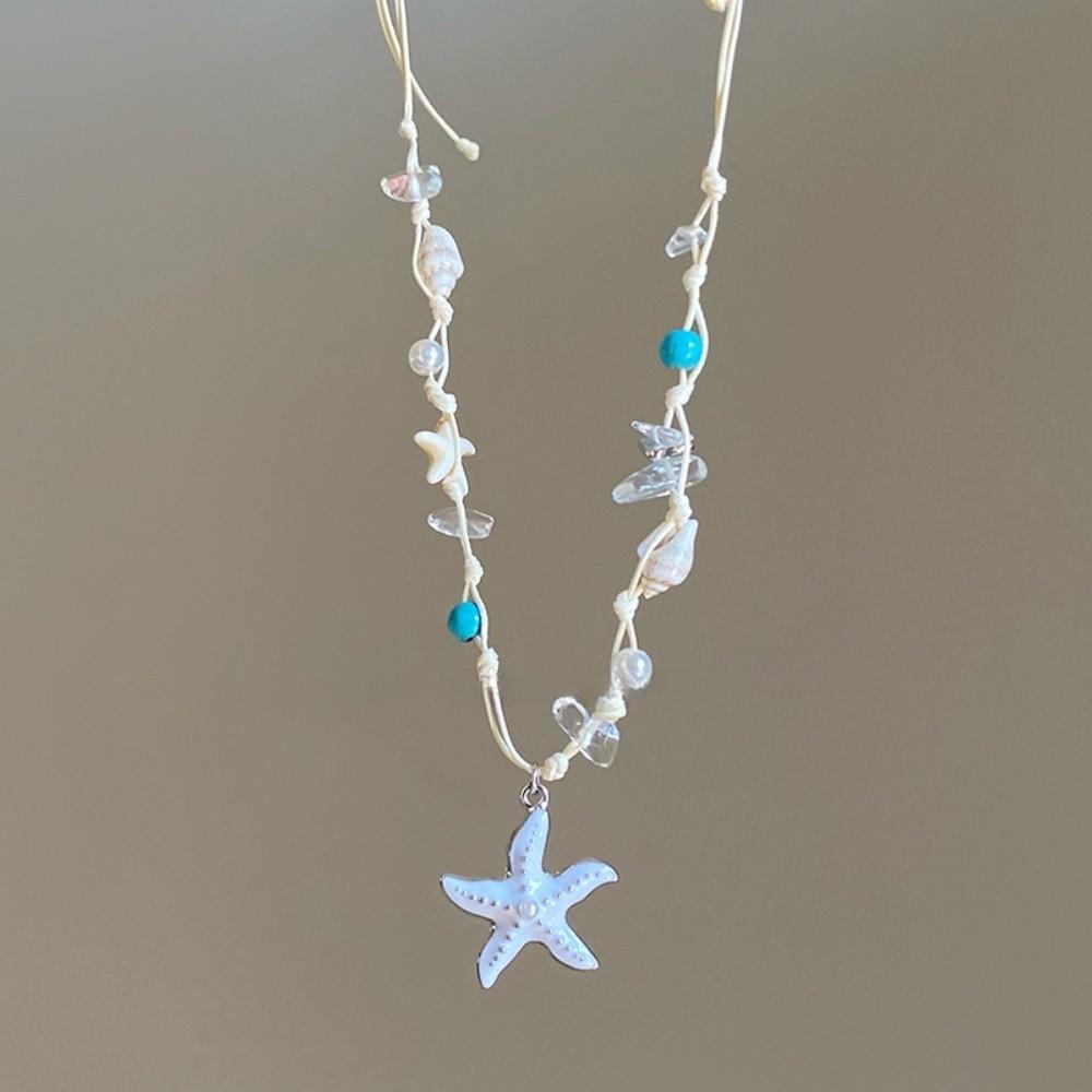 Pearl Shell Starfish Necklace Summer Sea Series Starfish Beach Neck Chain  Vacation