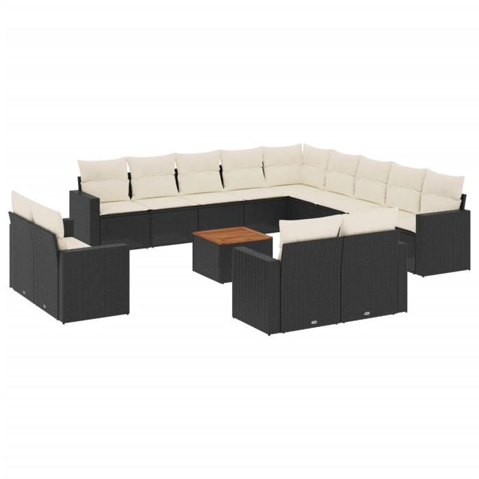 VidaXL Garden Lounge Set with Cushions 14 Pcs Black Wicker 3224397