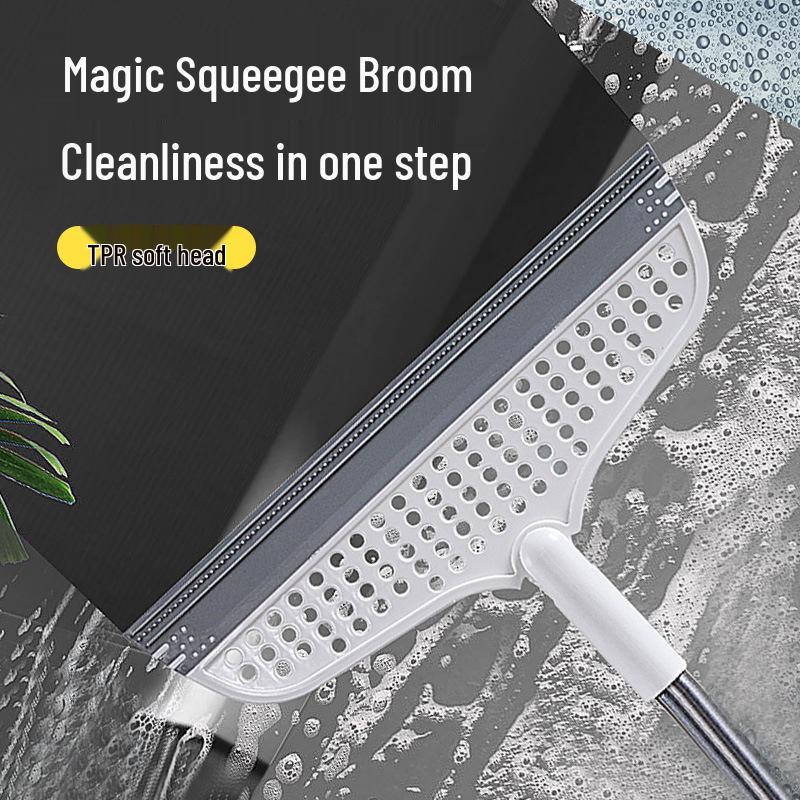 Black Magic Broom: Dual-Use Non-Stick Hair & Water Sweeping Scraper with Dustpan
