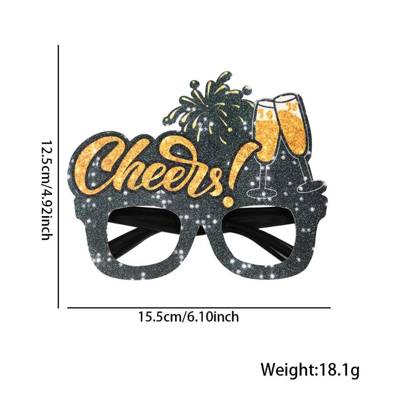 2026  Year Black Gold Glasses  Year'S Eve Theme Party Decoration Glasses Frame Christmas Gift