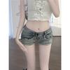 American Style Low Waist Denim Shorts for Women Spring Summer Vintage Pure Desire Slim Fit Hip-Hugging Hot Pants Trend