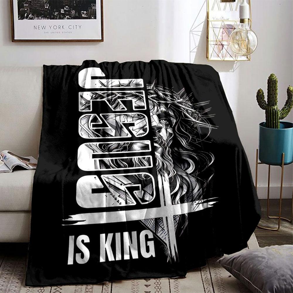 Jesus Is King Blanket for all seasons blanket lunch break throw gift