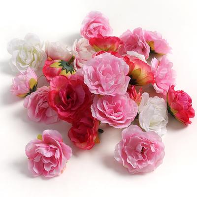 10Pcs Rose Artificial Flowers Heads 4CM Silk Fake Flowers for Home Room Decor Wedding Decoration DIY Craft Garland Accessories