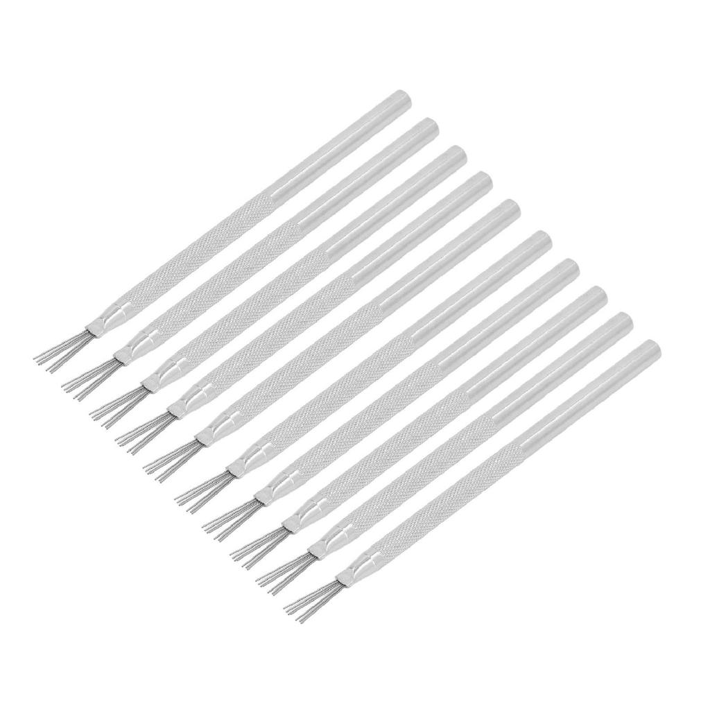10 Pcs 7 Pin Stripe Nail Art Liner Brush Stainless Steel Manicure Nail Painting Tools for Salon Use