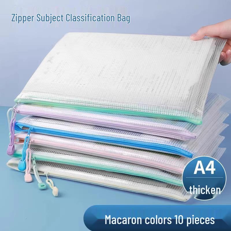 A4 Transparent Waterproof Zipper Document Bag for Exams and Office Use
