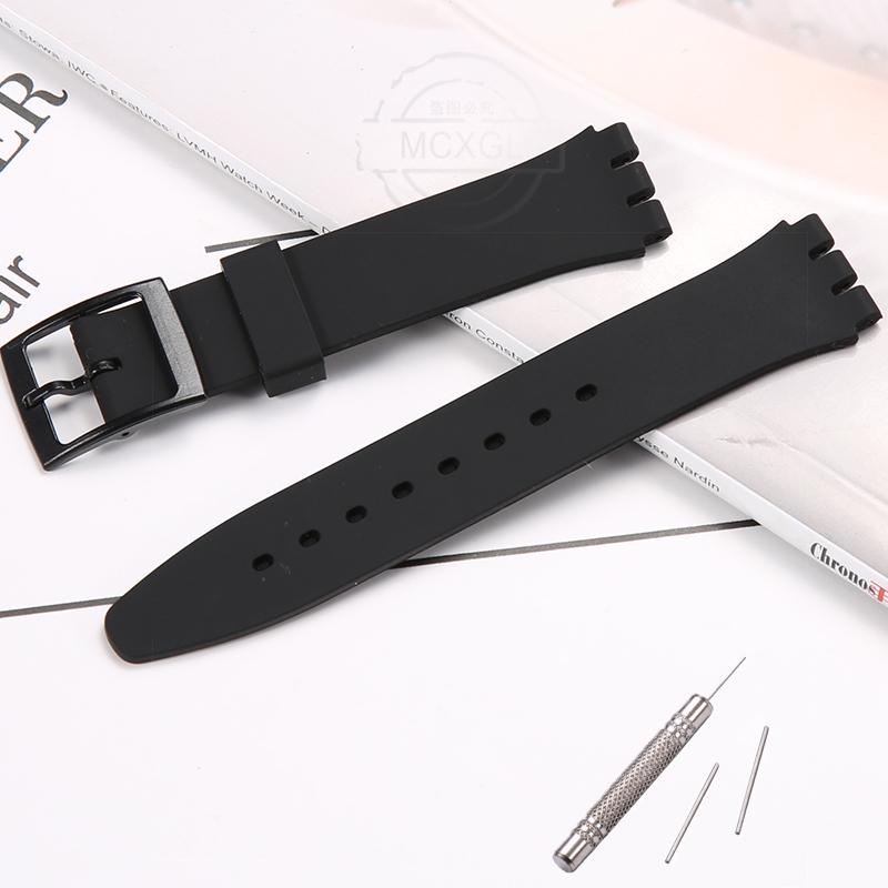 Silicone Watch Band For Swatch 17mm 19mm 20mm Pin Buckle Waterproof Bracelet Wristband Watch Accessories
