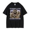 Tummy Ache Survivor Funny Raccoon Meme T Shirts Men Women Trendy Trend Vintage Graphic Tee Shirt Retro Short Sleeve T-shirt Tops