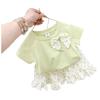 Girls Cotton Summer Short Sleeve T Shirt with Polka Dot Skirt Set