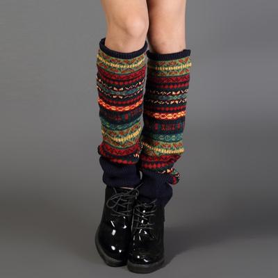 Damen Beinwärmer Winter Lange Socken Strick Häkeln Legging Strumpf