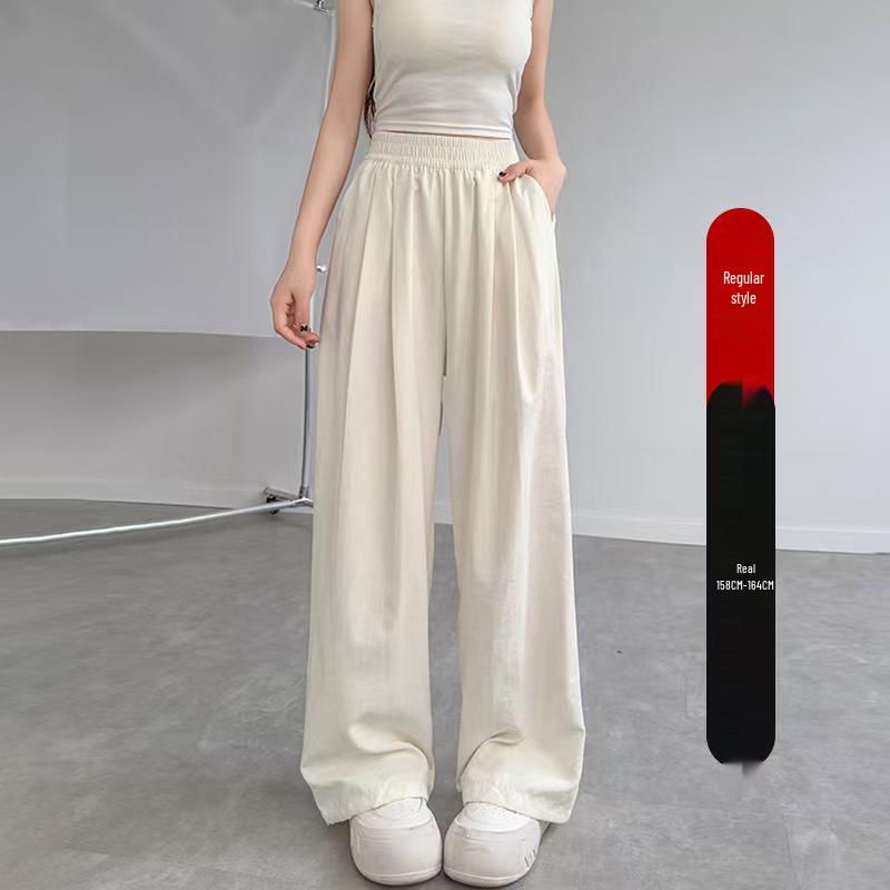 Luan Su Women's High Waist Loose Acetate Pants - Spring/Summer Wide Leg Ice Silk Trousers