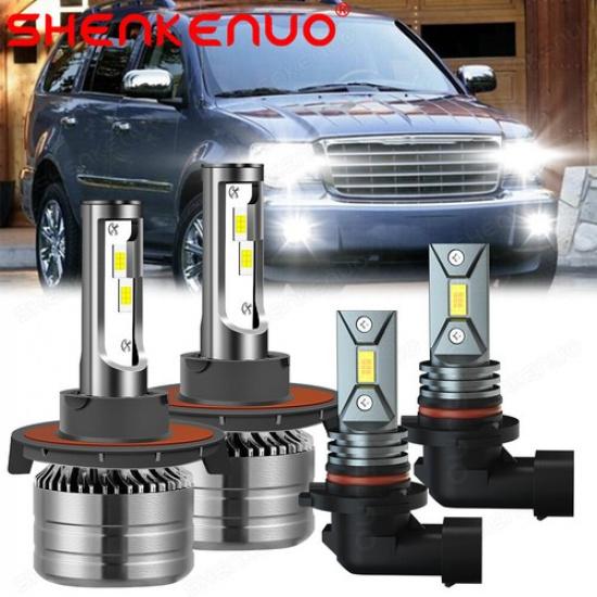 For Chrysler Aspen 2007-2009 4x LED Headlight Bulbs Kit Fog Light Beam 6000K